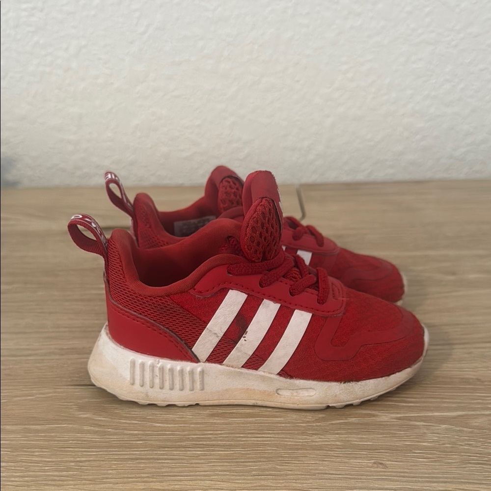 Adidas Kids Red and White Sneakers SIZE 6